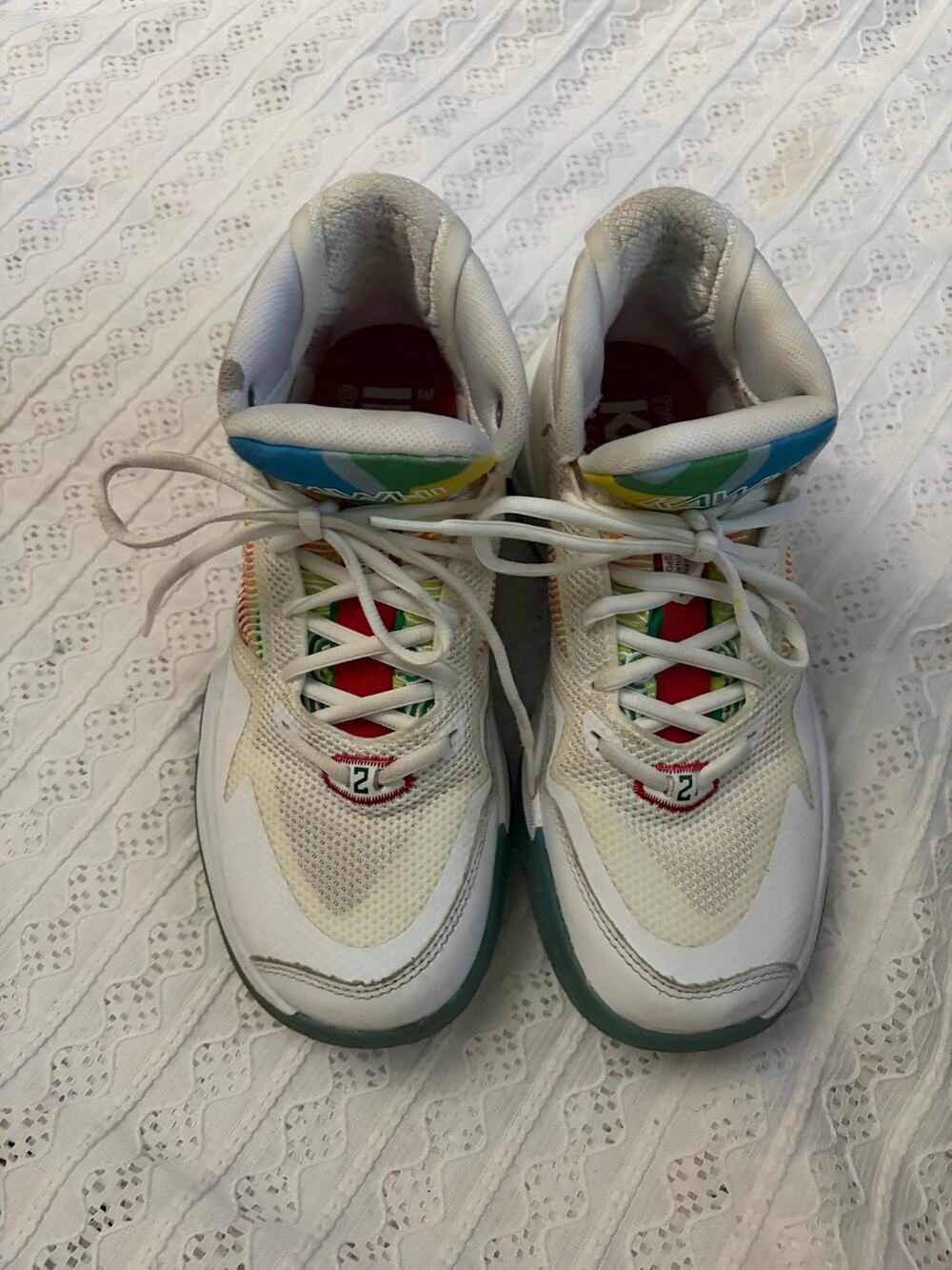 New Balance Basketball Sneakers White Multicolor Green Men's 6 Women's 7.5